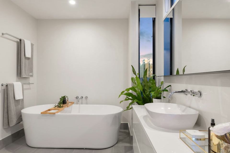 Freestanding tub with new supply and drain work